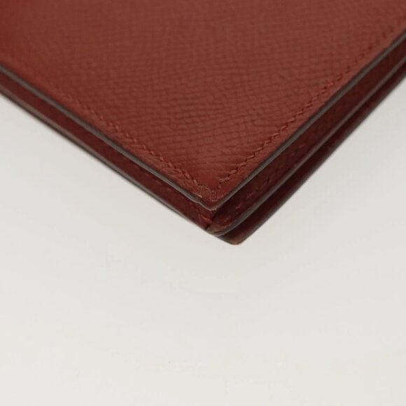 HERMES Beansufla Wallet Leather Brown Gold Auth 142375 - Picture 5 of 16